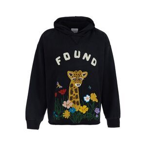 Found Men Black Hoodie With Maxi Logo On The Front In Cotton For Men